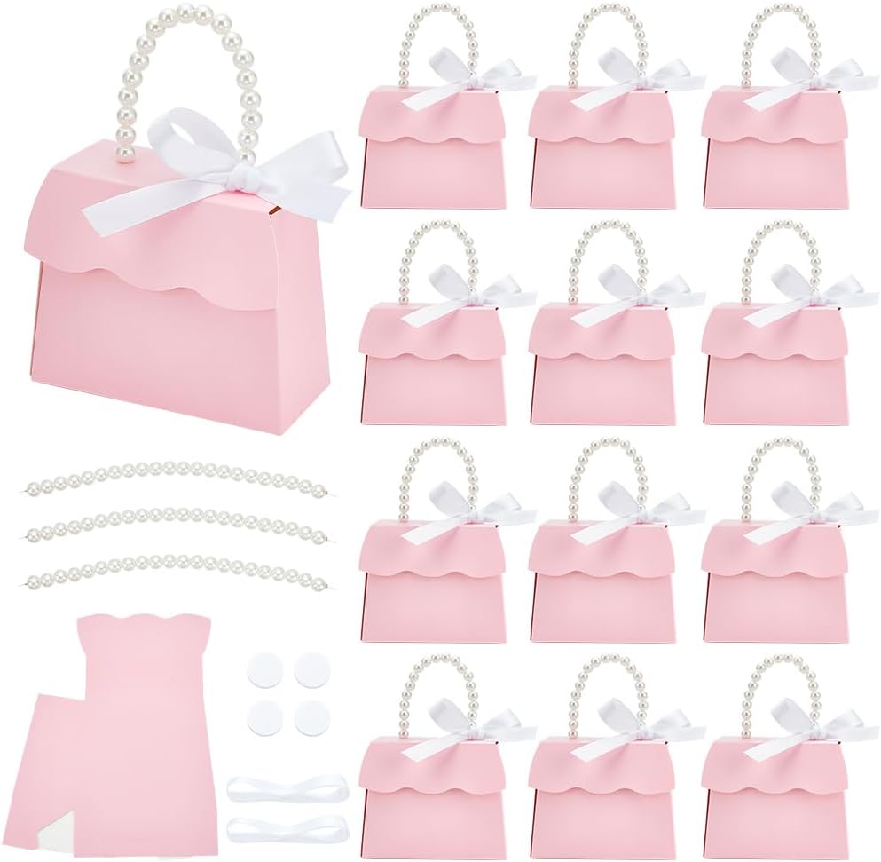 BENECREAT 16 Piece Pink Wedding Favor Box Kit