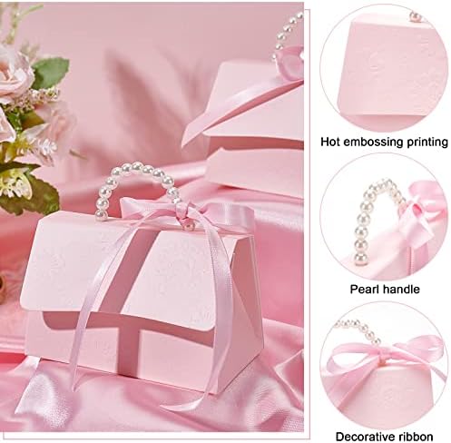 BENECREAT 16Set Pink Kraft Gift Box DIY Kit with Pearl Handle