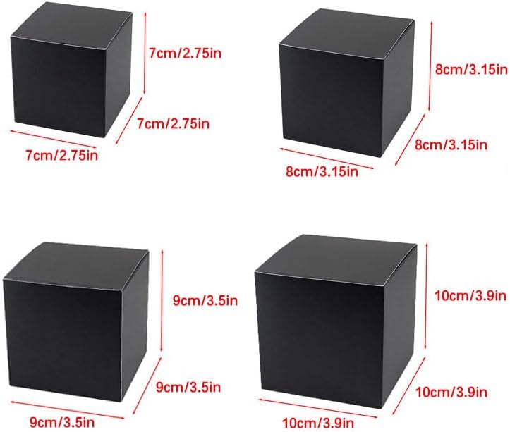 20 Pack Small Square Black Gift Boxes with Lids for Wrapping