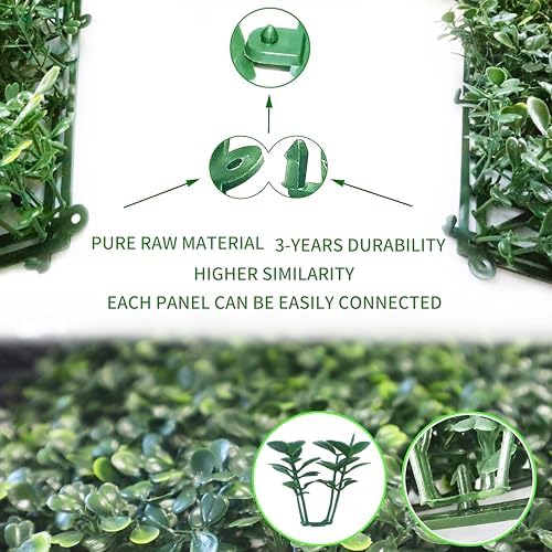Artificial Grass Wall Panels Decor 10x10 12Pcs Faux Boxwood Backdrop
