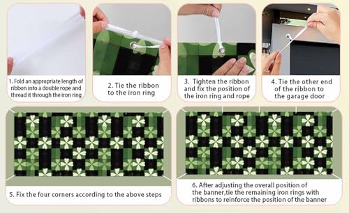 7x8ft St Patricks Day Plaid Garage Door Cover with Grommets