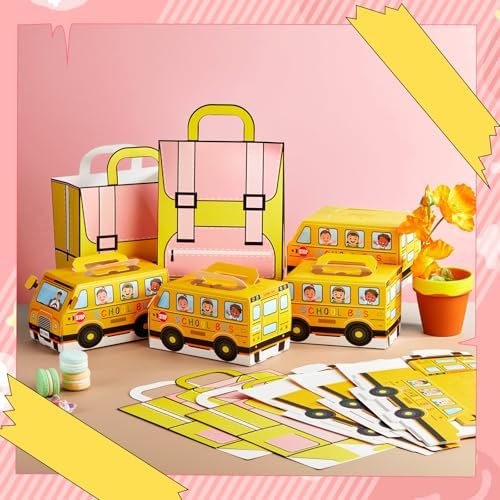 Weysat 36 Pcs School Bus Goodie Box and Backpack Bags Set