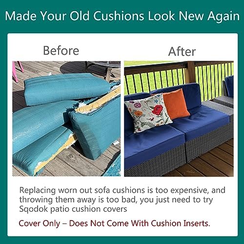 Sqodok Waterproof Outdoor Cushion Covers 2Pack Blue