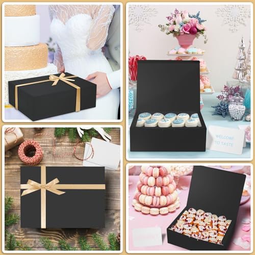 12 Piece Black Gift Box with Lid and Ribbon