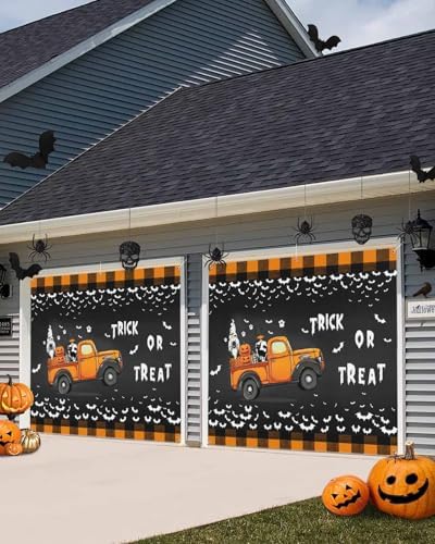 Halloween Bats Garages Door Cover 7x8ft with Hanging Ropes