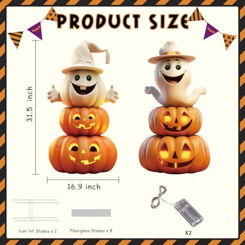 2Pcs 40FT Ghost Halloween Decorations with Stakes