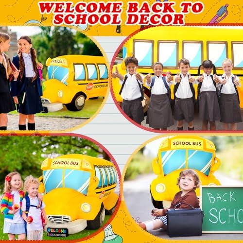 Honoson 5 ft Inflatable School Bus Decor with LED Lights