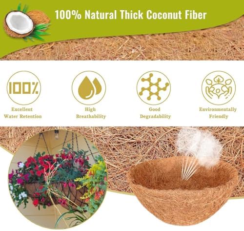 MTB Supply 14 Inch Hanging Planters with Coco Liner Pack of 4
