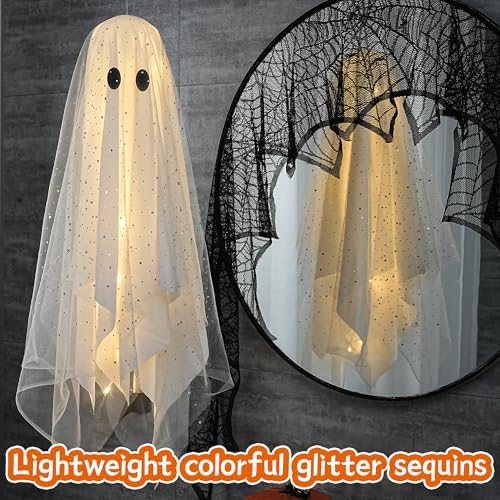 AYGXU Halloween Decorations 3pcs Hanging Ghost with Light