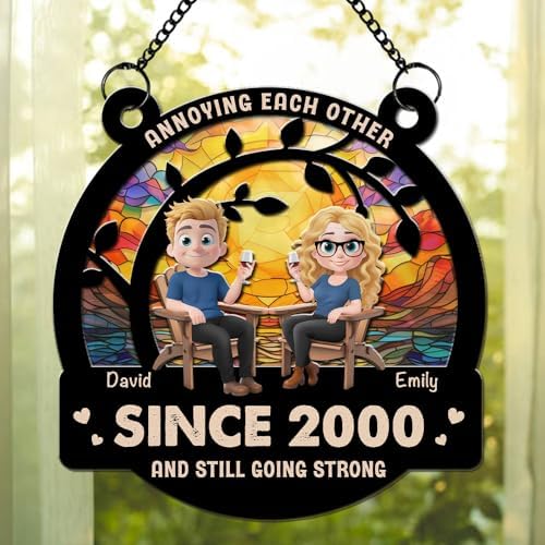 Personalized Couple Suncatcher with Names and Anniversary Date