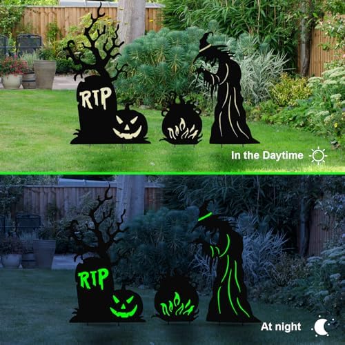 BRIGHTDECK Halloween Yard Signs 3 Pack Outdoor Decorations