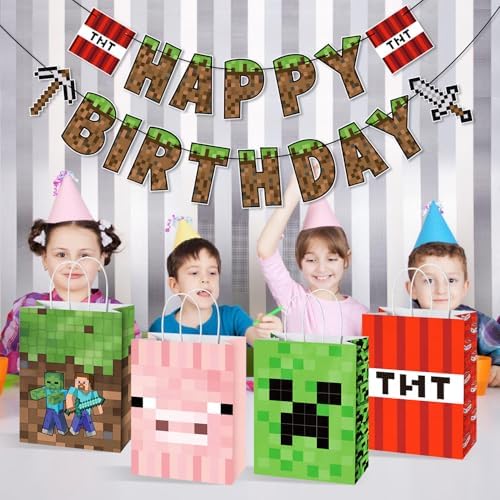 16pcs Pixel Game Party Gift Bags with Handle