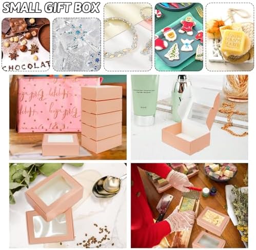 BadenBach 50 Pack Mini Kraft Gift Boxes with Clear Windows
