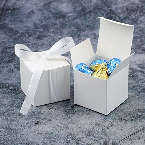 KPOSIYA 70 Pack Gift Boxes 2x2x2 Inch White with Ribbons