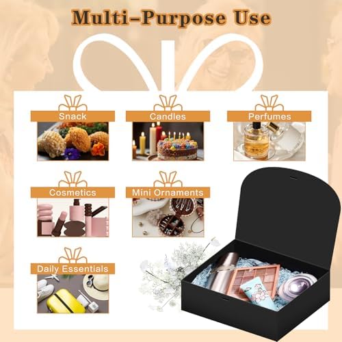 15 Pack Black Gift Boxes with Lids for Wedding and Party