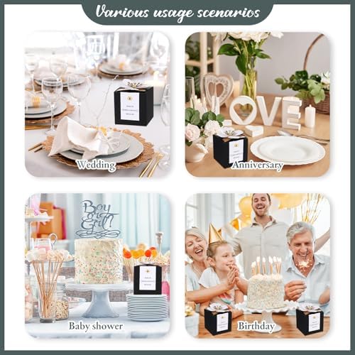 Affrolling 50 Pcs Black Wedding Favor Boxes with Thank You Card