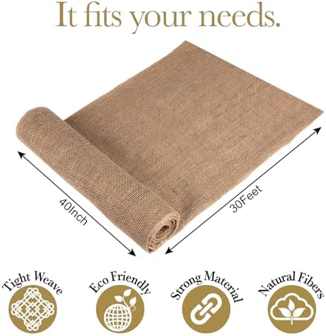 Butarfe 40 Ft x 30 Ft Burlap Garden Fabric Roll Weed Barrier