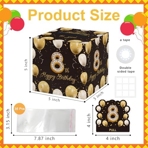 8th Birthday Money Gift Box with 35PCS Decorations