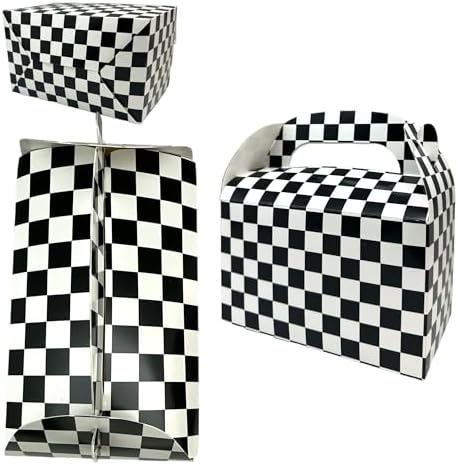 Oojami 24 Pack Checkered Gable Gift Boxes