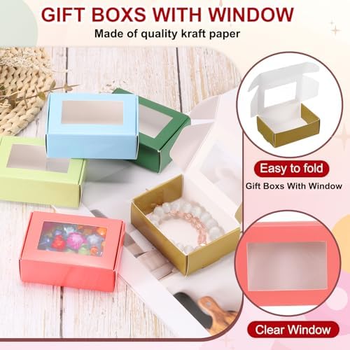 PATIKIL 34x24x12 Inch Rectangle Kraft Gift Boxes with Window 30 Pack