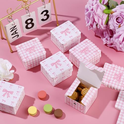 Glavatrix 50pcs Mini Pink Bow Candy Gift Boxes