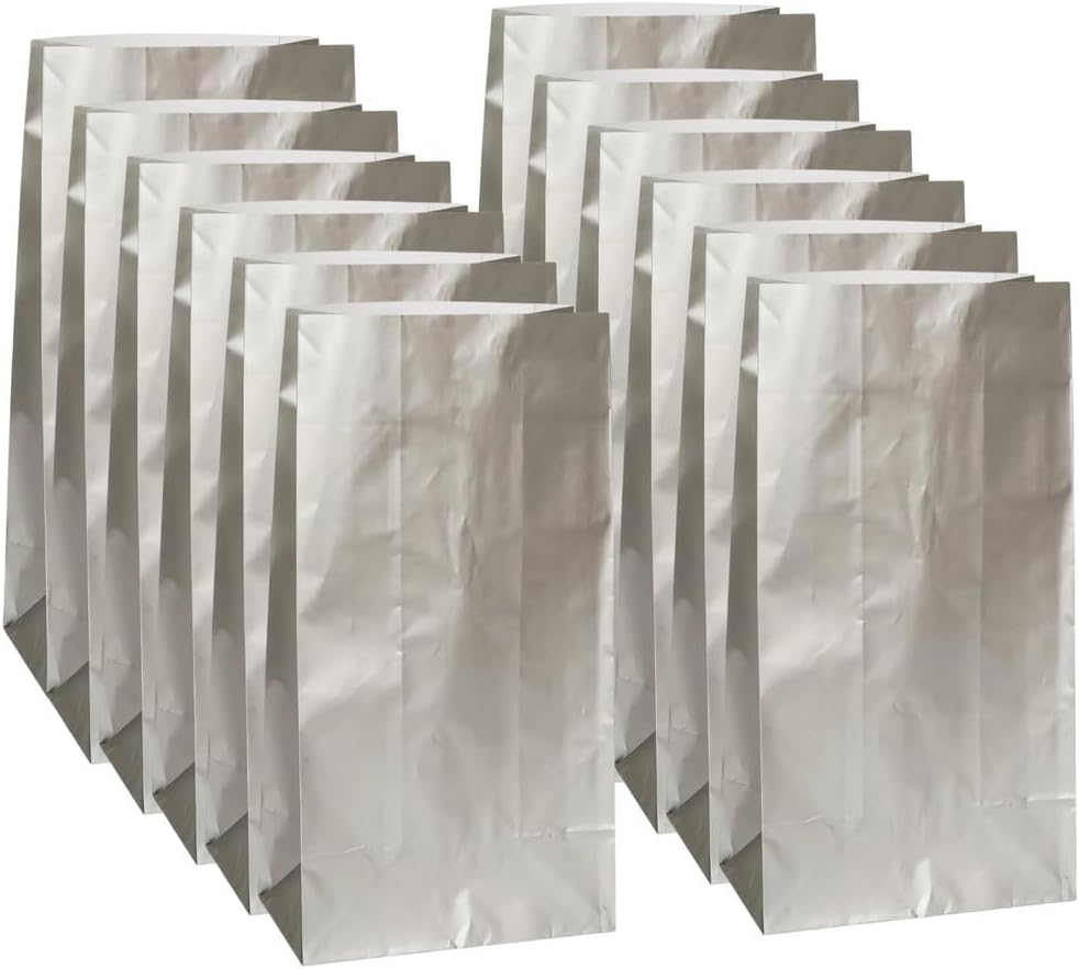 Sparkling Silver Metallic Paper Party Bags Pack of 10