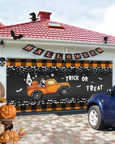 Halloween Bats Garages Door Cover 7x8ft with Hanging Ropes
