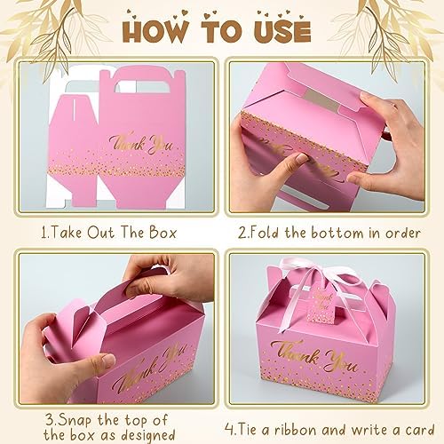 Qilery 24 Thank You Treat Boxes with Card and Ribbon