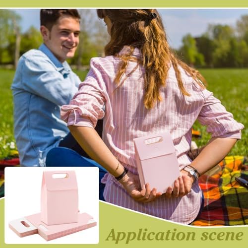 PH PandaHall 24 Pack Pink Gift Boxes with Handles