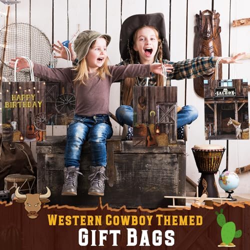 Pasimy 36 Pcs Western Theme Gift Bags with Handle