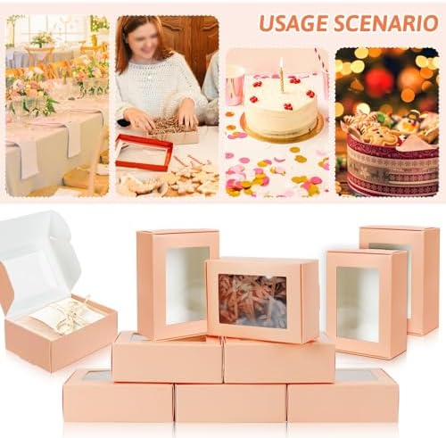 BadenBach 50 Pack Mini Kraft Gift Boxes with Clear Windows
