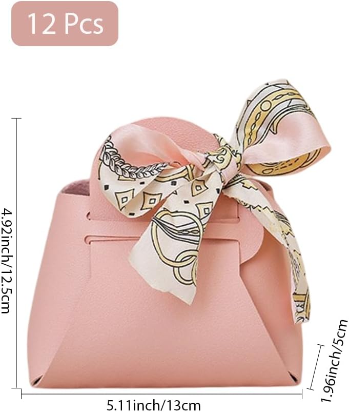 CALFOVERA 12 Pack Pink Faux Leather Gift Bags
