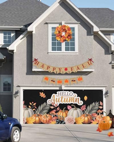 Hello Autumn Garage Door Cover 7x8ft with Grommets