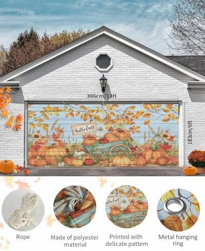 Fall Pumpkin Harvest Garage Door Cover 7x8ft