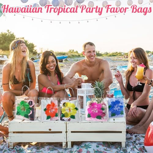 Wesnoy 24 Piece Tropical Luau Gift Bags with Handle