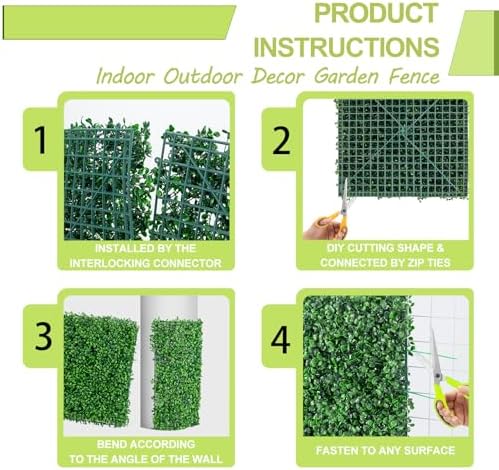AOKIE 20x20 Inch Artificial Grass Wall Panels Decor Set