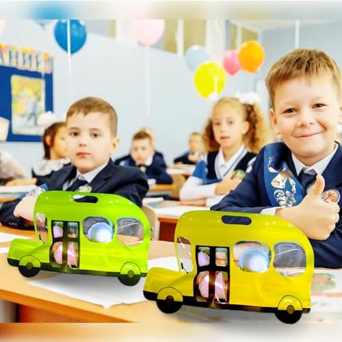 12Pcs Yellow School Bus Goodie Bags with Handles Ziplock