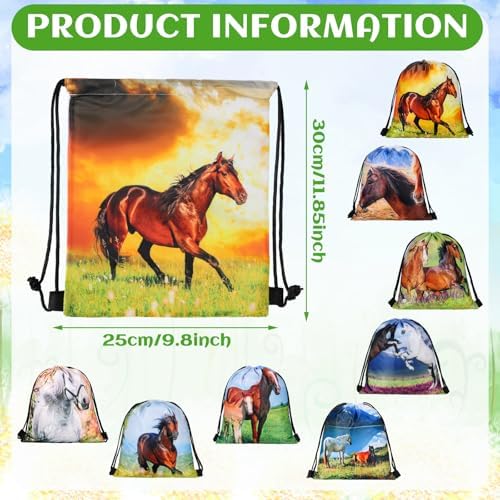 Saintrygo 30 Pcs Horse Pattern Drawstring Gift Bags
