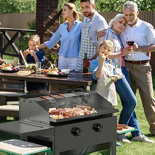 Universal Wind Guard and Warming Rack Set for Griddle 28-36 Inches