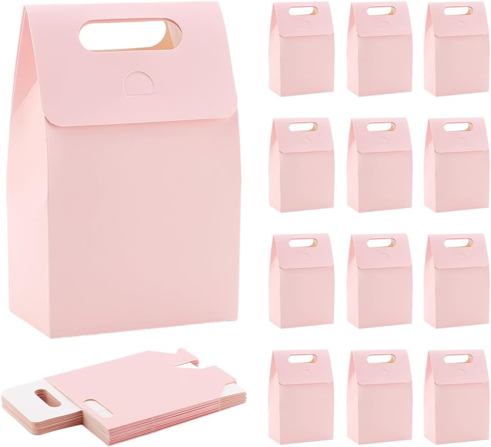 PH PandaHall 24 Pack Pink Gift Boxes with Handles