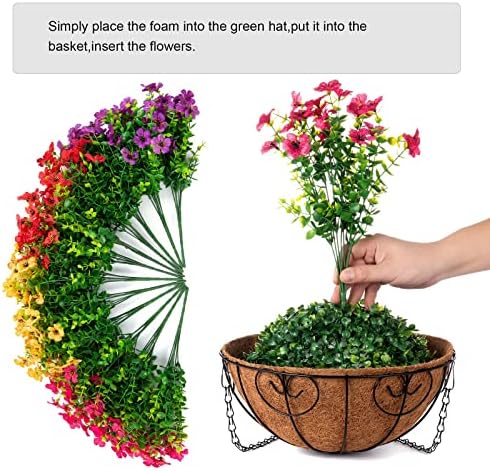 HyeFlora Hanging Flower Basket with Artificial Bougainvillea