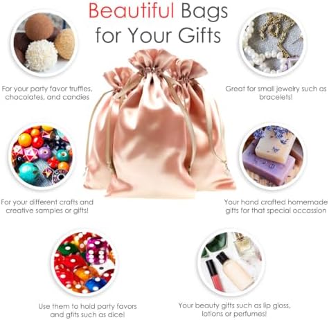 6 Inch x 9 Inch Rose Gold Satin Gift Bags