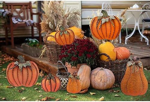 Metal Pumpkin Garden Stake - Autumn Decor Yard Sign