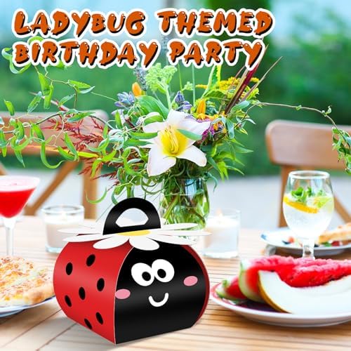 Humyoun 36 Pcs Ladybug Gift Boxes Party Favor Treat Bags