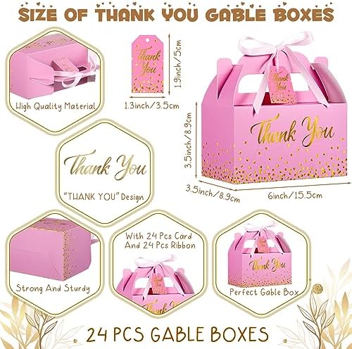 Qilery 24 Thank You Treat Boxes with Card and Ribbon