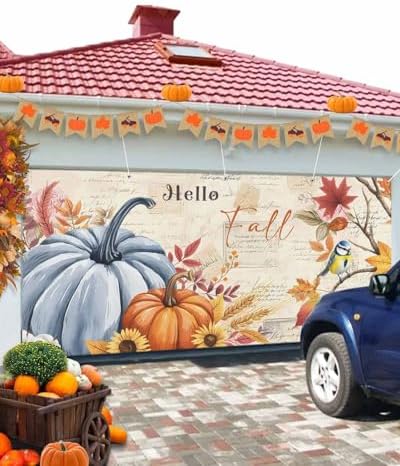 Fall Garage Door Banner 7x8 ft Hello Pumpkin Decor