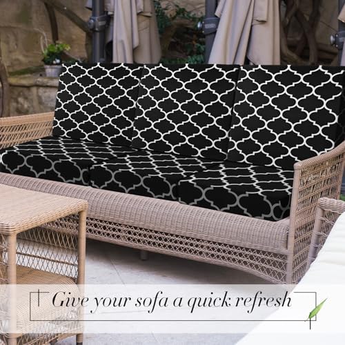 Newwiee 4 Pcs Waterproof Outdoor Cushion Covers with Moroccan Pattern