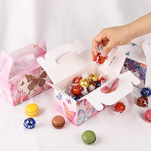 Thank You Treat Boxes 12 Pack Floral Gable Gift Boxes with Handles