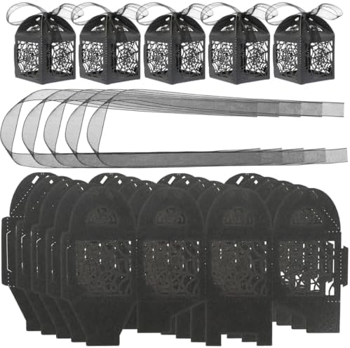 BESTOYARD 50Pcs Halloween Favor Boxes with Ribbons
