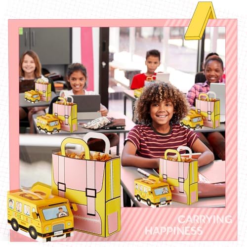 Weysat 36 Pcs School Bus Goodie Box and Backpack Bags Set